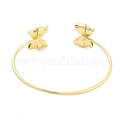 Brass Bowknot Cuff Bangles for Women&nbsp;LS-BJEW-Z072-03G-01