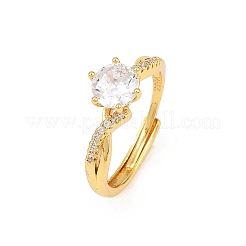 Brass Micro Pave Cubic Zirconia Cuff Rings for Women&nbsp;RJEW-Z113-34G