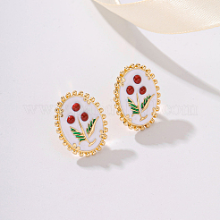 Elegant Alloy Enamel Flower Stud Earrings&nbsp;VA1196