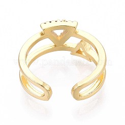 Brass Micro Pave Cubic Zirconia Cuff Rings for Women&nbsp;KK-T071-71G