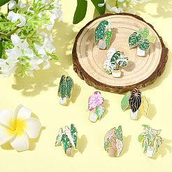 9Pcs 9 Styles Plant Theme Enamel Pin&nbsp;JEWB-CJ0003-57