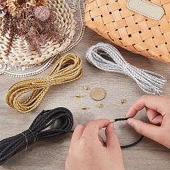 15M 3 Colors Braided Round Soft PU Imitation Leather Cords&nbsp;OCOR-CL0001-11B