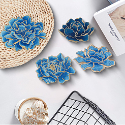 4Pcs 4 Styles Peony Polyester Embroidery Sew On Patches&nbsp;PATC-CY0001-73