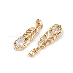 Brass Micro Pave Cubic Zirconia Pendants&nbsp;KK-K407-18G
