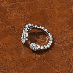 Brass Micro Pave Clear Cubic Zirconia Cuff Rings&nbsp;RJEW-U037-01P