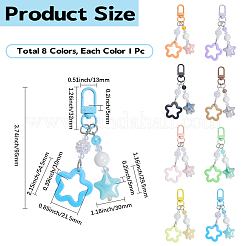 8Pcs 8 Colors Zinc Alloy & Resin Star Pendant Decorations&nbsp;HJEW-BBC0001-26