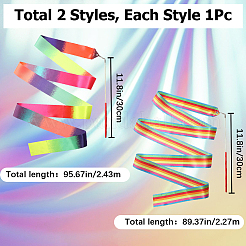 2Pcs 2 Style Polycotton Dance Ribbons with Wand&nbsp;AJEW-CN0001-71