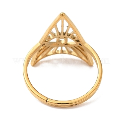 Ion Plating(IP) 304 Stainless Steel Triangle with Horse Eye Adjustable Ring for Women&nbsp;X-RJEW-M149-10G