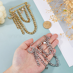 2Pcs 2 Styles Moon & Star Pendants Alloy Rhinestone Brooches&nbsp;JEWB-FH00035