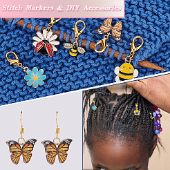 Alloy Enamel Bee & Flower & Ladybird & Butterfly Charm Locking Stitch Markers&nbsp;HJEW-PH01726
