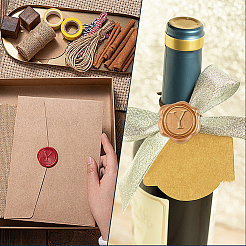 1Pc Golden Tone Brass Wax Seal Stamp Heads with Bamboo Stick Shaped Handles&nbsp;STAM-CP0001-05Y
