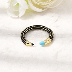 Brass Enamel Cuff Open Rings&nbsp;KK-CBA0E55-10G