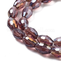 Transparent Electroplate Glass Beads Strands&nbsp;EGLA-A037-T6x8mm-B13