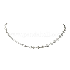 Saint Patrick's Day 304 Stainless Steel Clover Link Chain and Paperclip Chain Necklaces for Women&nbsp;NJEW-JN06170