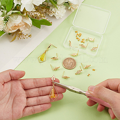 12Pcs Leaf Brass Cubic Zirconia Stud Earring Findings&nbsp;KK-UN0002-28