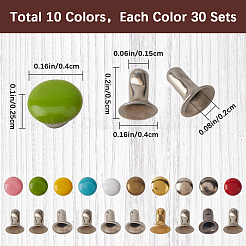 300Pcs 10 Colors Brass Garment Rivets&nbsp;DIY-GF0009-60