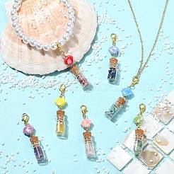 7Pcs Handmade Porcelain & Glass Bootle Pendant Decorations&nbsp;HJEW-FS00110