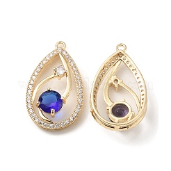 Brass with K9 Glass & Rhinestone Pendants&nbsp;KK-C024-44KCG