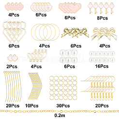 Pink Heart Charm Earrings DIY Making Kits&nbsp;DIY-SC0017-86