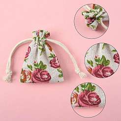 24Pcs 6 Colors Floral Animal Printed Burlap Packing Pouches&nbsp;ABAG-FS0001-13