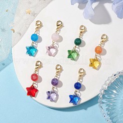 7Pcs 7 Colors Star Glass Pendant Decooration&nbsp;HJEW-JM01966