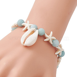 Coastal Natural Cowrie Shell Charm Bracelets&nbsp;BJEW-JB13787