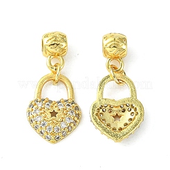 Rack Plating Eco-Friendly Brass Micro Pave Clear Cubic Zirconia European Dangle Charms&nbsp;KK-K330-46G