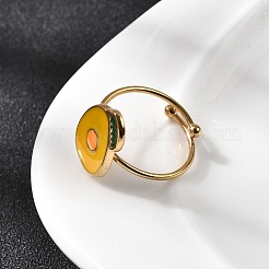 Adjustable 304 Stainless Steel Enamel Cuff Rings for Women&nbsp;LS-RJEW-B152-01G-03