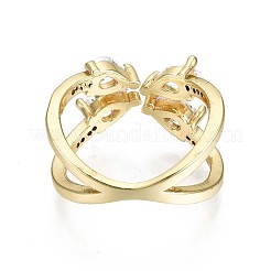 Brass Micro Pave Clear Cubic Zirconia Cuff Rings&nbsp;RJEW-S044-081-NF