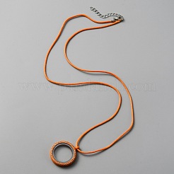 Blank Living Floating Memory Crystal Rhinestone Flat Round Locket Necklace&nbsp;NJEW-WH0002-12B