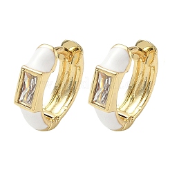 Brass Pave Cubic Zirconia Hoop Earrings&nbsp;KK-CBA98BA-05G-C