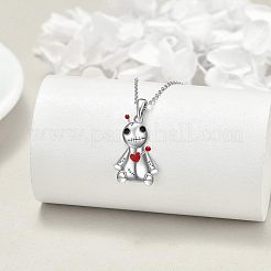 Halloween Alloy Enamel Red Heart Gothic Doll Pendant Necklaces for Unisex&nbsp;WGBCC68-01