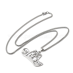 201 Stainless Steel Hollow Cowboy Hat Pendant Necklaces&nbsp;NJEW-H065-27P