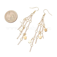 Brass Bar Link Chain with Star Dangel Earrings&nbsp;EJEW-JE06458-01