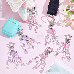6Pcs 3 Styles Handmade Lampwork & Acrylic Tassel Pendant Decoration&nbsp;HJEW-GA00009