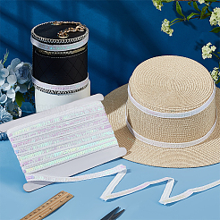 Sparkle Polyester Lace Ribbons&nbsp;OCOR-WH0090-67B