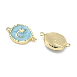 Ocean Brass Enamel Links Connector Charms&nbsp;KK-K417-07G-01