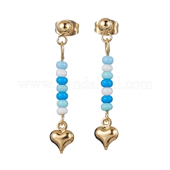 5 Pairs 5 Colors Golden 304 Stainless Steel Heart Dangle Stud Earrings&nbsp;EJEW-JE05538-S