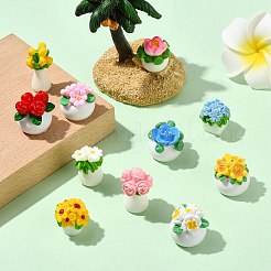 22 Pcs 11 Styles Resin Flower Ornaments&nbsp;DJEW-CJ0001-24