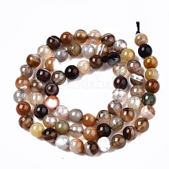 Natural Striped Agate/Banded Agate Beads Strands&nbsp;G-T131-34B