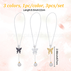 Brass Micro Pave Cubic Zirconia Butterfly Pendant Decorations&nbsp;HJEW-DR00024