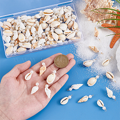 100Pcs 5 Styles Natural Mixed Shell & ABS Plastic Imitation Pearl Pendants&nbsp;PALLOY-PH01902