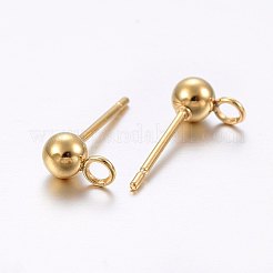 304 Stainless Steel Ball Stud Earring Findings&nbsp;STAS-E436-17B-G