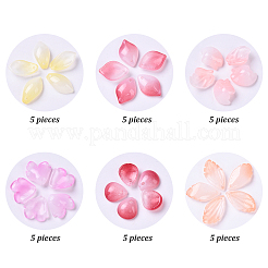 30Pcs 6 Styles Baking Paint Transparent Glass Petal Beads&nbsp;DGLA-YW0001-33