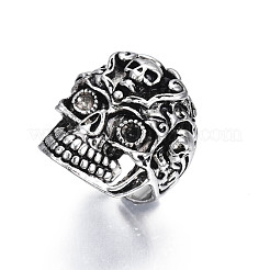 Gothic Punk Skull Alloy Open Cuff Ring for Men Women&nbsp;RJEW-T009-61AS