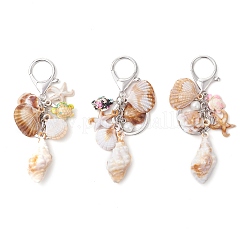 3Pcs Opaque Acrylic Imitation Shell & Synthetic Turquoise Keychains&nbsp;KEYC-JKC01338