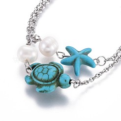 Dyed Synthetic Turquoise(Dyed) Link Bracelets&nbsp;BJEW-JB04196