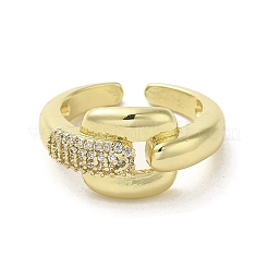 Rack Plating Brass with Clear Cubic Zirconia Cuff Rings&nbsp;LS-RJEW-G308-01C-G