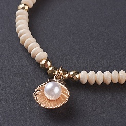 Natural Fossil Braided Bead Bracelets&nbsp;BJEW-O175-B13