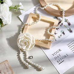 1Pc 3D Cloth Flower Plastic Imitation Pearl Beaded Chain Belts&nbsp;DIY-CP0013-06B